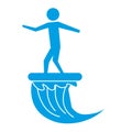 Man standing on surfboard riding wave pictogram Royalty Free Stock Photo