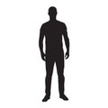 Man standing in t-shirt and jeans, isolated vector silhouette. Front view