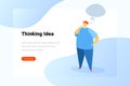 Man standing and Thinking bubbles Flat vector illustration. Brainstorm idea Landing Page design template
