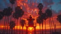 Man Standing on Top of a Lifeguard Tower Royalty Free Stock Photo