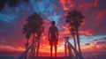 Man Standing on Top of a Lifeguard Tower Royalty Free Stock Photo