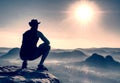 Man standing on the top of mountain Royalty Free Stock Photo