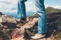 Man standing on the top of mountain