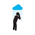 Man standing under pouring rain silhouette icon