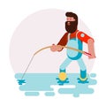 Man standing in water and caching a fish Royalty Free Stock Photo