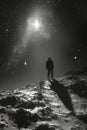 Man Standing on Snow Covered Hill