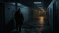 Suspicious Michael: A Stylized Realistic Urban Scene In A Dark Corridor