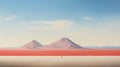 Minimalist Performance Art: Tranquil Desert Dune With Red Mountain