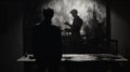 Silhouetted Man: A Cinematic Grayscale Painting With Intense Brushwork