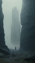 Misty Cliff: A Futuristic Artwork With Ethereal Figures
