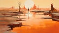 Deserted Area: Speedpainting With Water And Land Fusion Royalty Free Stock Photo