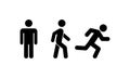 Man stands, walk and run icon. Human movement sign. Vector on isolated white background. EPS 10 Royalty Free Stock Photo