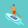 Man standup paddleboarding on water