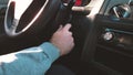 Man starts car with key, 4k video, footage