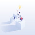 Man with startup idea isometric flat illustration