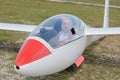 Man in stationary sailplane Royalty Free Stock Photo