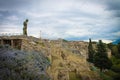 Man Statue Grief over Pompeii Ruins, Italy Royalty Free Stock Photo