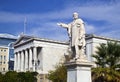 Man statue on university Athens Greece