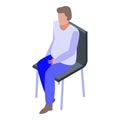 Man stay at chair icon, isometric style Royalty Free Stock Photo