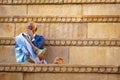 Man on Steps, Jaisalmer, India Royalty Free Stock Photo