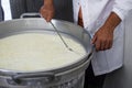 Production of ricotta cheese in Italy