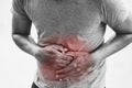 man stomach ache on white Royalty Free Stock Photo