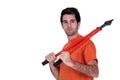 Man stood with bolt-cutter Royalty Free Stock Photo