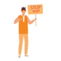 Man with a stop war sign on a white background. Vector illustration Royalty Free Stock Photo