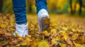 A man stops walking. The girl`s girlfriend`s. Hot girls on the nature in the park among the leaves of yellow. Autumn Royalty Free Stock Photo