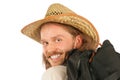 Man with straw hat close-up