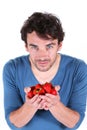 Man with strawberries Royalty Free Stock Photo