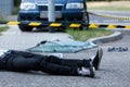 Man on the street after accident