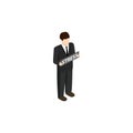 Man with stress problems icon, isometric 3d style