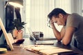 Man stressed while working on laptop Royalty Free Stock Photo