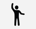 Man Stretching Icon Sign Symbol Stick Figure Male Gesture Exercise Raise Hand Point Vector EPS Image Illustration Artwork Clipart