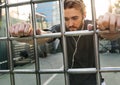 A man stretching worming before exercising Royalty Free Stock Photo