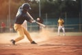 man sport team baseball athlete field bat horizontal ball player game. Generative AI.