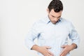 Man with strong stomach pain Royalty Free Stock Photo