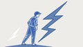 Man struck by lightning, symbolizing danger, force, and unexpected events. vector design Generative AI Royalty Free Stock Photo