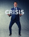 Man struggling with crisis in business concept Royalty Free Stock Photo