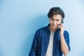 Man student talk on phone Royalty Free Stock Photo