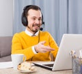 Man studying remotely at home Royalty Free Stock Photo