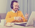 Man studying remotely at home Royalty Free Stock Photo