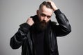 Man with stylish haircut. handsome Boy with beard Royalty Free Stock Photo