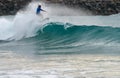 Man Longboarding at Yamba Single Fin Invitational Surfing Competition.