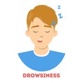 Man suffer from drowsiness. Tired person sleep