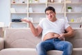 The man suffering from extra weight in diet concept Royalty Free Stock Photo