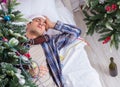 Man suffering hangover after christmas party