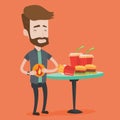 Man suffering from heartburn vector illustration.