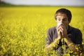 Man suffering from pollen allergy Royalty Free Stock Photo